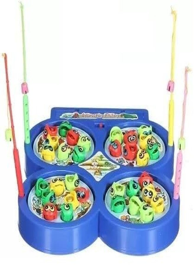 CrazyBuy Fish Catching Game with Sound, Fishing Game 32 Pieces Fish & 4 Fishing Rod Toys (Multicolor)